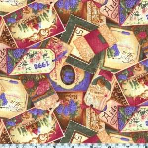  45 Wide Vin Du Chalet Wine Labels Multi Fabric By The 