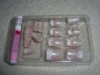 Cute PARTY NAILS Glue On FRENCH NAILS Kits with GLUE  