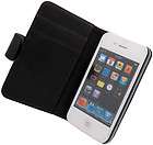 NEW BLACK LEATHER WALLET CREDIT CARD CASE FOR iPHONE 4S 4 SPRINT 