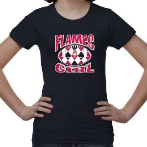 UIC Flames Youth Argyle Girl T Shirt   Navy Blue:  Sports 