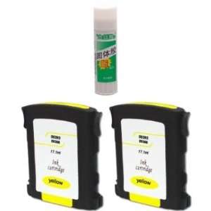 Two Yellow Remanufactured Ink Cartridges HP 88 XL (HP88Y) HP88 + Glue 
