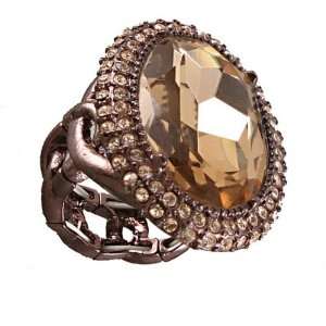   Ring With Light Brown Topaz Crystal In Center   One Size Fits most