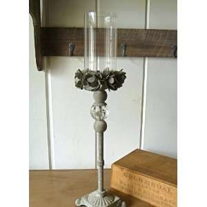  French Country Tall Candle Stand with Glass Votive  Rustic 