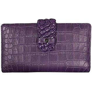 Womens Braided Tab Wallet   Faux Crocodile  Buxton Clothing Handbags 