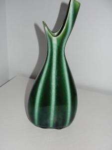 Mid Century Hull Continental Pottery Green Vase  