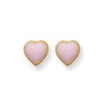 Jewelry Adviser earrings 24K Gold plated, Pink Enamel Heart Earrings