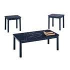 Poundex 3 Piece Coffee Table, Black Marble