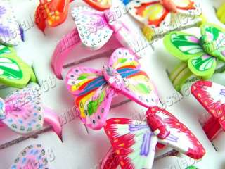   lots 100pcs mixed butterfly animal FIMO charm Fashion rings NEW  