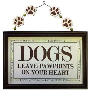  Wooden Sign   Dogs Leave Paw Prints: Home & Kitchen