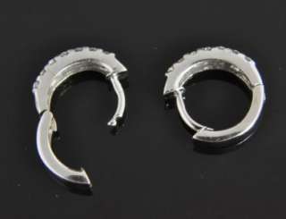   .28 CT Natural Diamond Bar Channel Round Huggie Hoop Earrings  