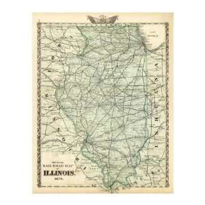 Warner & Beers   Official Railroad Map Of The State Of Illinois, 1876 