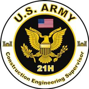 United States Army MOS 21H Construction Engineering Supervisor Decal 