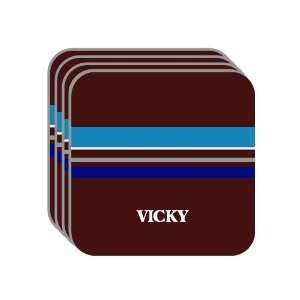   VICKY Set of 4 Mini Mousepad Coasters (blue design): Everything Else