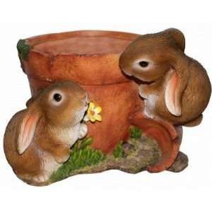  Bunnies on Resin Planter Pot: Kitchen & Dining