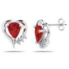 szul Pear Shaped Garnet & Diamond Heart Earrings
