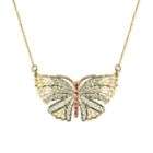 10kt Gold Tricolor 18in Diamond Cut Butterfly Pendant