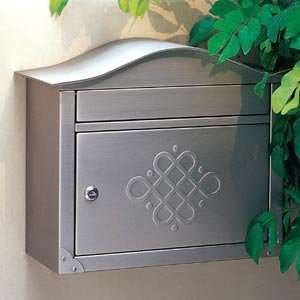   Antique Brass Peninsula Mail Box with Embossed Door: Home Improvement