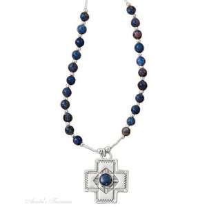   Necklace Lapis Beads Southwest Christian Religious Cross Jewelry