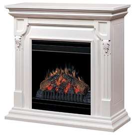    White Finish Convertible Corner Electric Fireplace at 