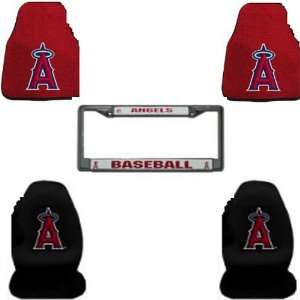 MLB Anaheim Angels 5 PC Auto Accessories Combo Kit   Carpet Fan Floor 