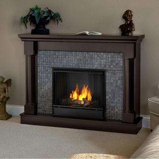    Real Flame Bennett Dark Walnut Gel Fuel Fireplace 