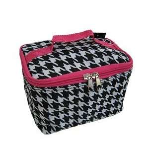  Cute Cosmetic Makeup Bag Case Houndstooth Print Hot Pink 