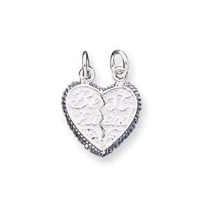   Sterling Silver Best Friend 2 piece Break apart Heart Charm Jewelry
