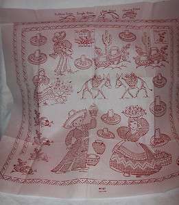 VHIT Vtg Hot Iron Embroidery Transfer SW Mexican  