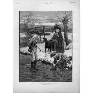   Ice Skating In Deartk December By Dadd Old Prints 1893: Home & Kitchen