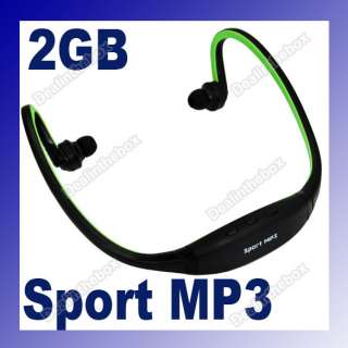 2GB Sport  Music Player USB cable Headphone Green TF  