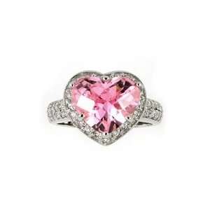  PINK CUBIC ZIRCONIA HEART RING, 6 Jewelry