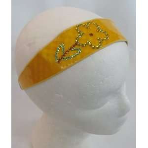   Vinyl Headband with Rhinestone Flower Embellishment 
