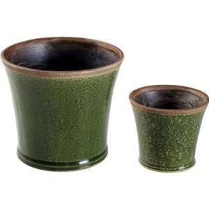  Glazed Ceramic Urn Pot Green IV Set Of 2 Patio, Lawn 