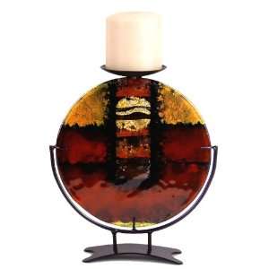  Sedona Sunset Round Fused Glass Candle Holder