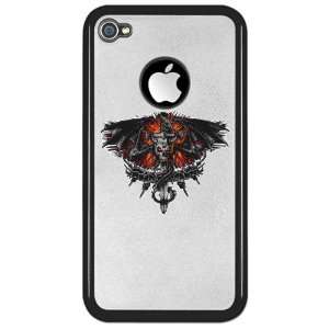  iPhone 4 or 4S Clear Case Black Dragon Sword with Skulls 