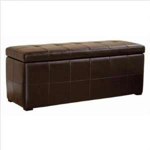   Tufted Leather Storage Ottoman Bench in Dark Brown Furniture & Decor