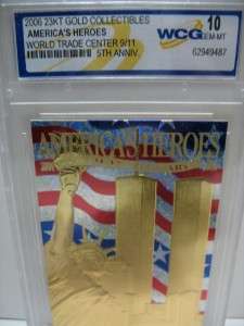 23KT GOLD CARDS WTC 9/11 5th Anniversary PATRIOTIC CARD  