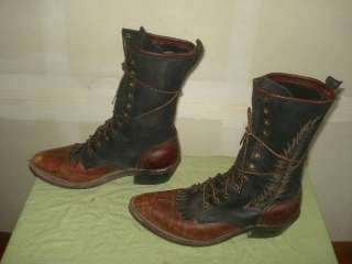 LADIES VINTAGE ROPER PACKER LACE UP 2 TONE BOOT SIZE 9.5 M  
