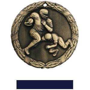 Hasty Awards Custom Football Medals M 300F GOLD MEDAL/NAVY RIBBON 2 