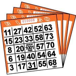  1 ON Orange Paper Bingo Cards (500 ct) (500 per package 