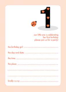 Pack of 10 Childrens Birthday Party Invitations, 1 Year Old Girl 