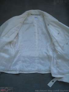   248 CACHE White Ivory Insulated Ski Rain Trench Coat Jacket L/M  