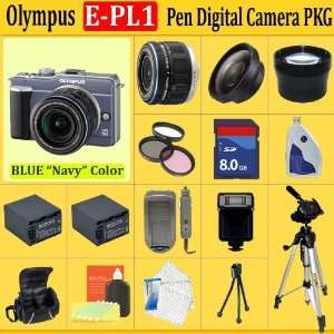  Olympus PEN E PL1 Digital Camera (Navy Blue) with Olympus 