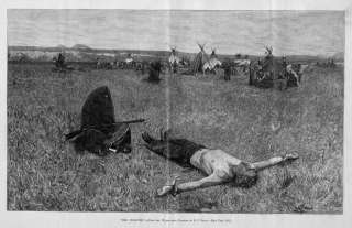 APACHE INDIANS CAMP, SOLDIER PRISONER STAKED OUT INDIAN  