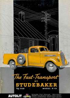 1938 Studebaker Model K10 3/4 Ton Fast Transport Pickup Truck Brochure