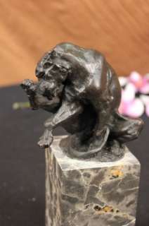Signed Bronze Marble Vienna Statue Lion Bookend Figure Sculpture Art 