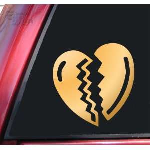  Broken Heart Vinyl Decal Sticker   Mirror Gold: Automotive