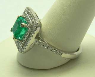 0tcw Gem Quality Colombian Emerald & Diamond Engagement Ring  