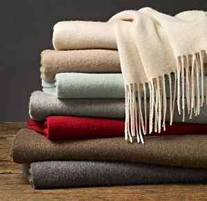 RESTORATION HARDWARE 100% Cashmere Throw Blanket NWT Red/Gray/Brown 