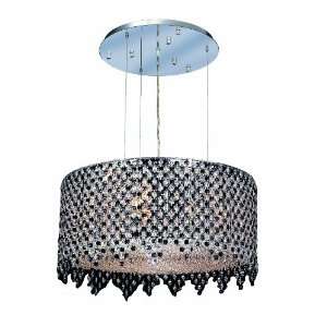   Light Chandelier, Chrome Finish with Jet (Black) Royal Cut RC Crystal